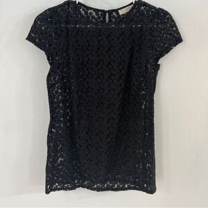 NWT LOFT Black semi sheer top